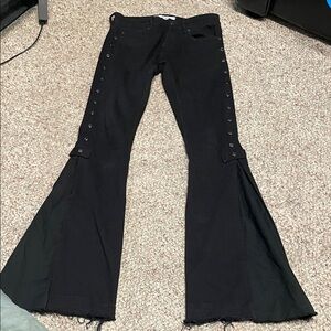 Wornstar Black studded top ultra Flared stretch jeans - super cool